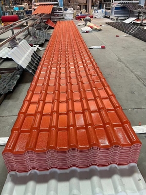 กระเบื้องหลังคาเรซินสังเคราะห์ป้องกันการกัดกร่อน Asa เคลือบสีสไตล์สเปนมีเสถียรภาพ